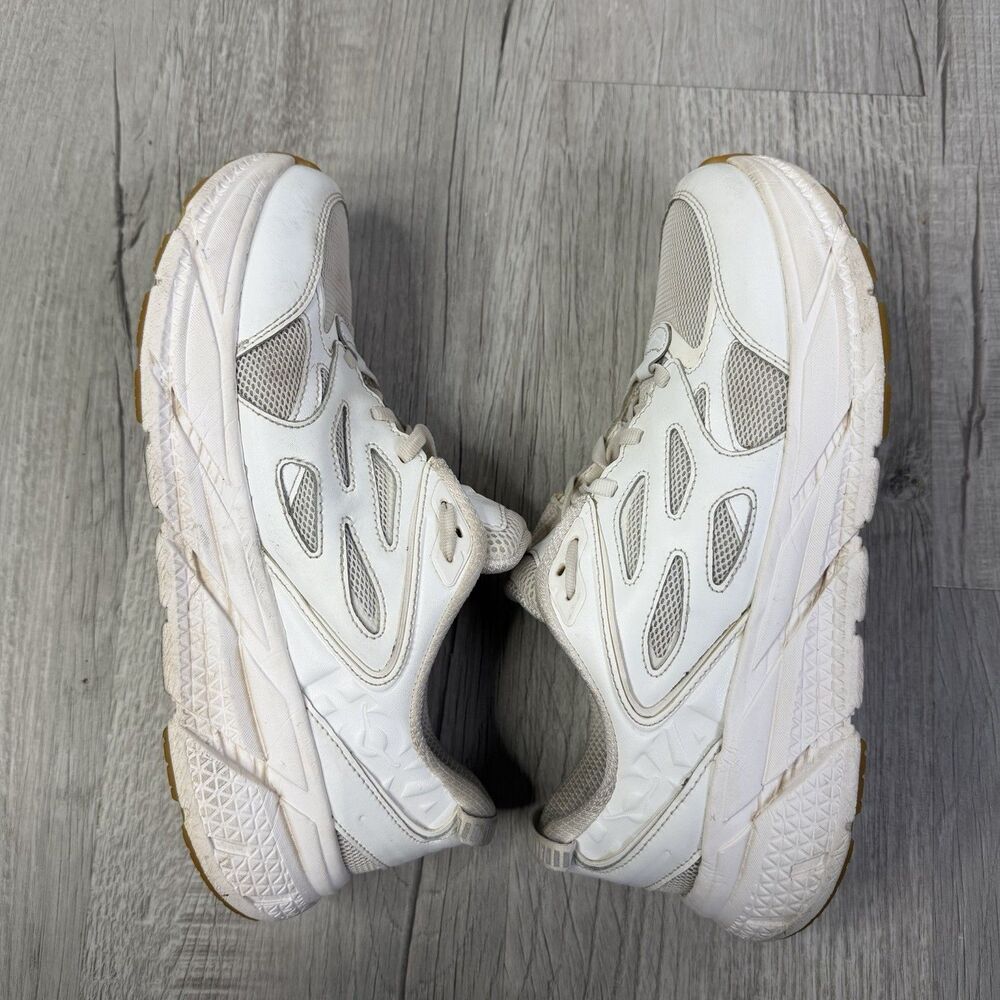 HOKA ONE ONE U Clifton L Embroidery Athletic Running Shoe M9/W10 White leather S - Picture 9 of 10